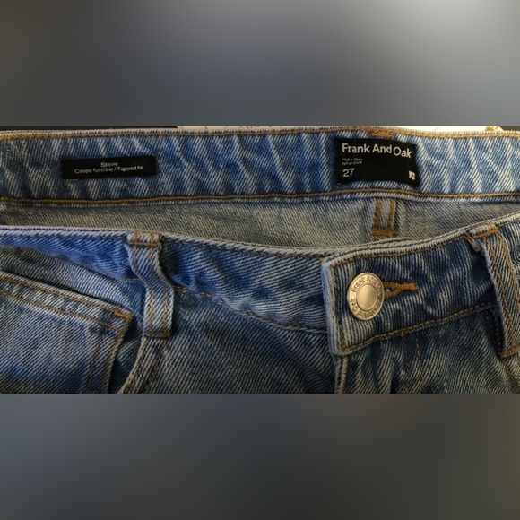NWOT FRANK AND OAK HIGH WAIST STEVIE DENIM TAPERED STRAIGHT LEG SIZE 27 INDIGO - Picture 6 of 10